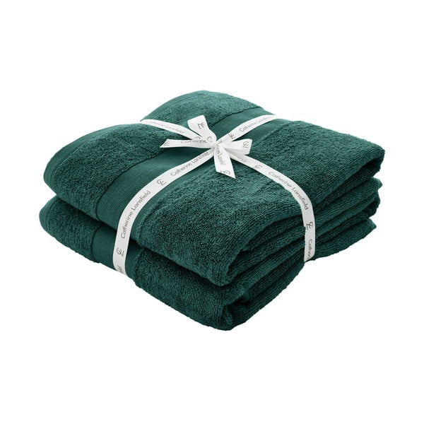 Tumši zaļi frotē kokvilnas dvieļi (2 gab.) 90x140 cm Anti-Bacterial – Catherine Lansfield-image-4