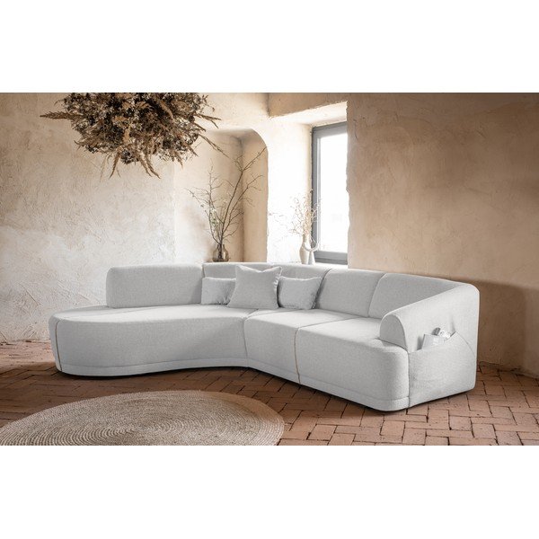 Balts izvelkamais stūra dīvāns (kreisais stūris) Bella Siena – Miuform-image-1