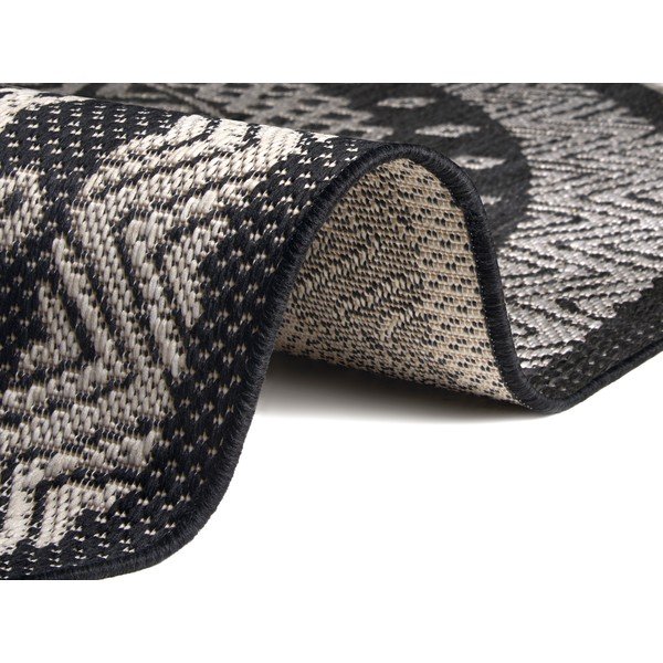 Melni pelēks āra paklājs Ragami Round, ø 120 cm-image-2