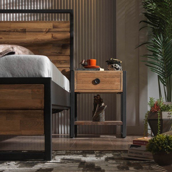 Melna/dabīga toņa divvietīga gulta ar režģi 140x200 cm Ariane – Kalune Design-image-4