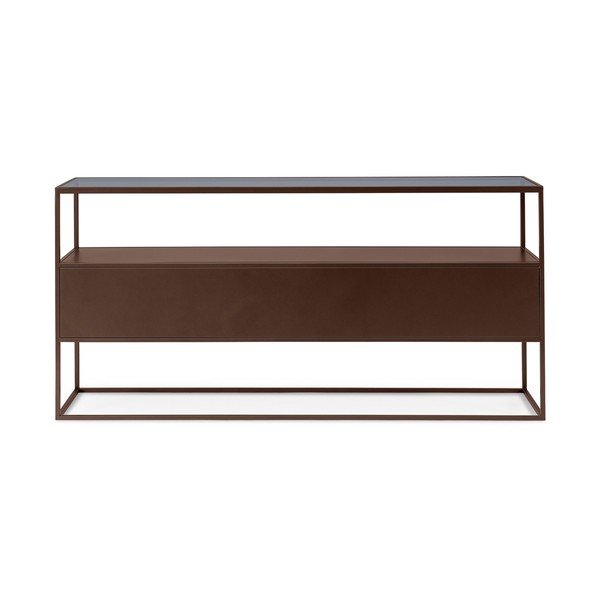 Tumši brūns konsoles galds ar stikla galda virsmu 30x140 cm Godric – Bizzotto