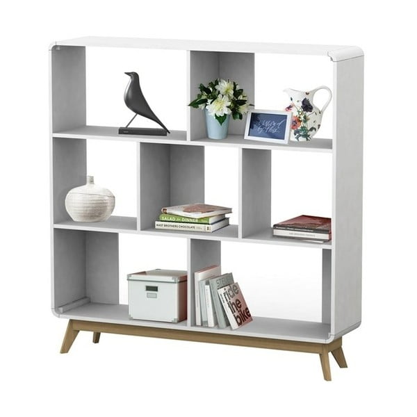 Balts grāmatplaukts 122x126 cm Caitlin – Støraa-image-2