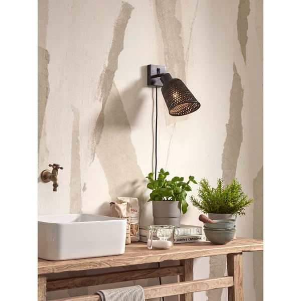 Melna sienas lampa ø 15 cm Java – Good&Mojo-image-1