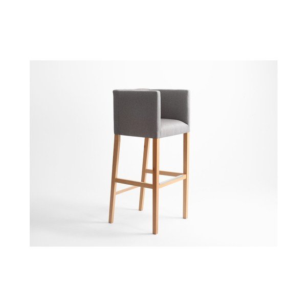 Pelēks bāra krēsls ar roku balstiem un dabīgām kājām Custom Form Wilton-image-1