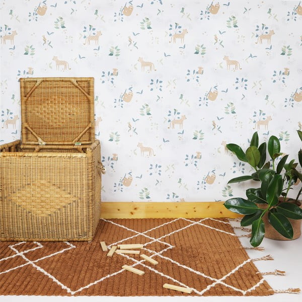 Brūns ar rokām darināts kokvilnas paklājs Nattiot Lassa, 100 x 150 cm-image-1