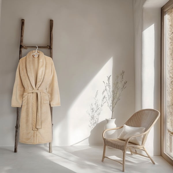 Bēšs mikroplīša halāts XS/S Polyvelvet – Good Morning-image-1