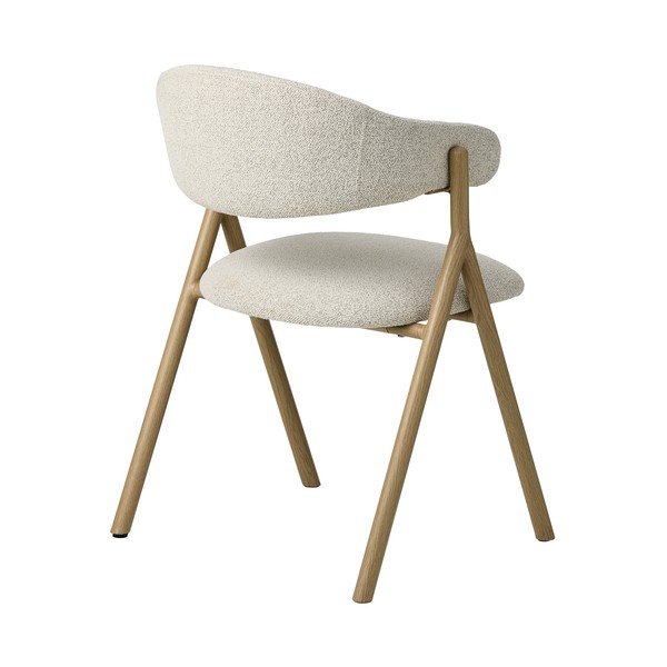 Krēmkrāsas/dabīga toņa polsterēts ēdamistabas krēsls ar roku balstiem Frances – Unique Furniture-image-1
