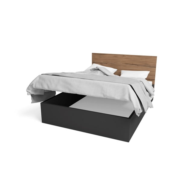 Melna divguļamā gulta ar uzglabāšanas vietu un režģi 160x200 cm Malta – Marckeric-image-2