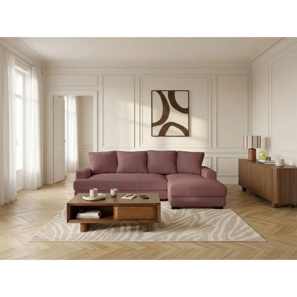 Rozā velveta salokāms/ar uzglabāšanas vietu stūra dīvāns (ar labo stūri/ar zvilni) Campi – Bobochic Paris-image-2