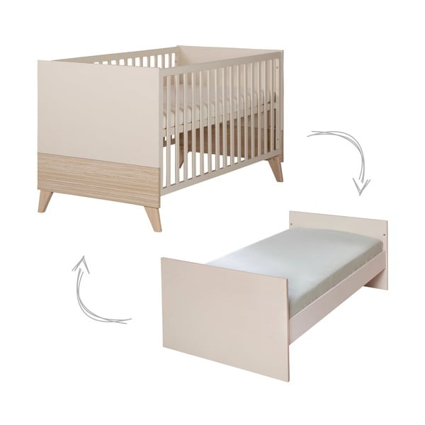 Bēša bērnu gultiņa ar regulējamu augstumu 70x140 cm Sidney – Roba-image-2