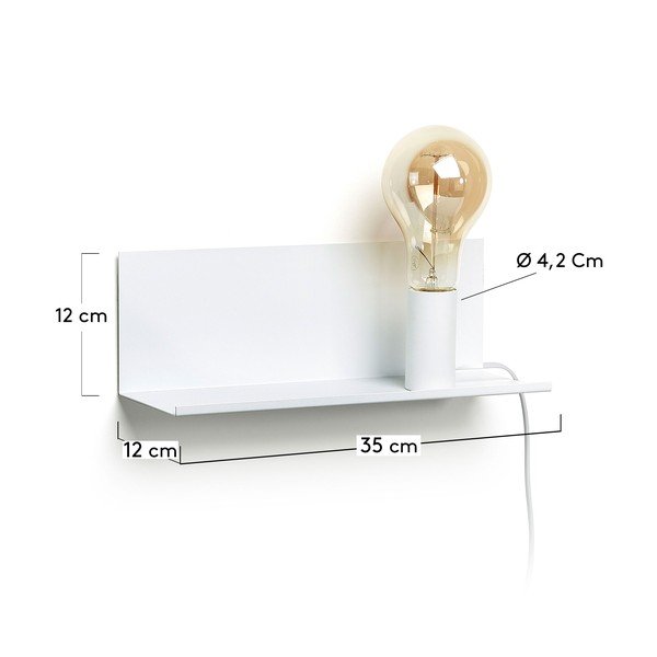 Balta sienas lampa ar plauktu Hannah – Kave Home-image-3