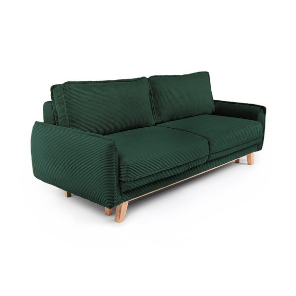 Tumši zaļš velveta salokāms/ar uzglabāšanas vietu dīvāns 218 cm Tori – Bonami Selection-image-1
