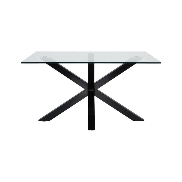 Melns žurnālgaldiņš ar stikla galda virsmu 70x130 cm Argo – Kave Home