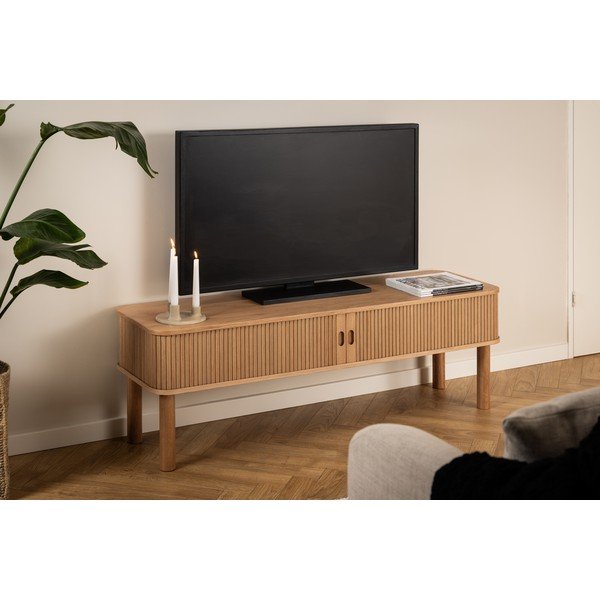 Dabīga toņa TV galdiņš ar ozolkoka imitāciju 140x45 cm Langley – Actona-image-1
