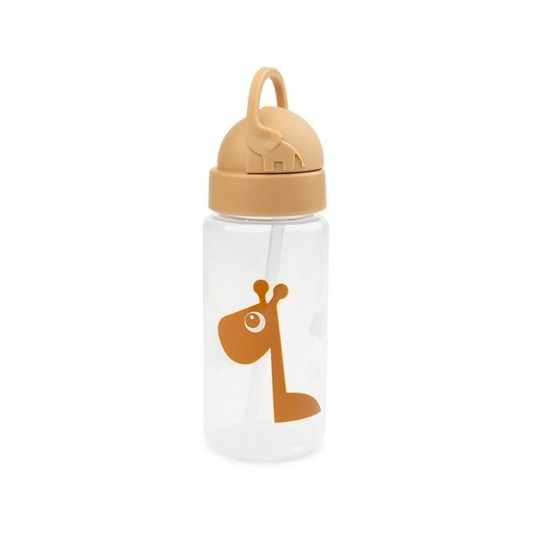 Dzeltena bērnu pudele ar salmiņu Done by Deer Raffi, 350 ml