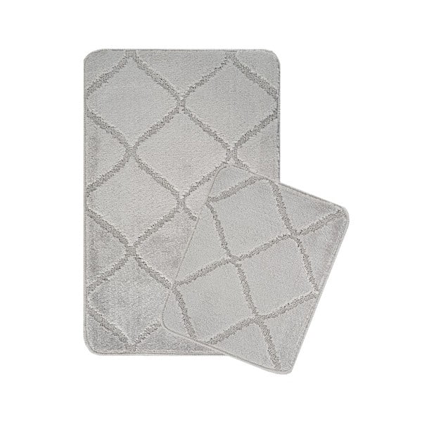 Gaiši pelēki vannas istabas paklājiņi (2 gab.) 50x80 cm Cizgili – Foutastic