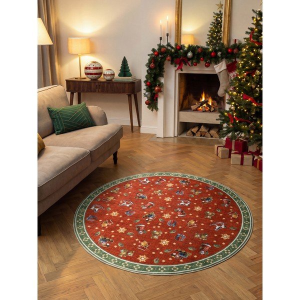 Sarkans/zaļš apaļš paklājs ar Ziemassvētku motīvu ø 200 cm Toy's Delight Nostalgic Noel Red Green – Villeroy&Boch-image-1