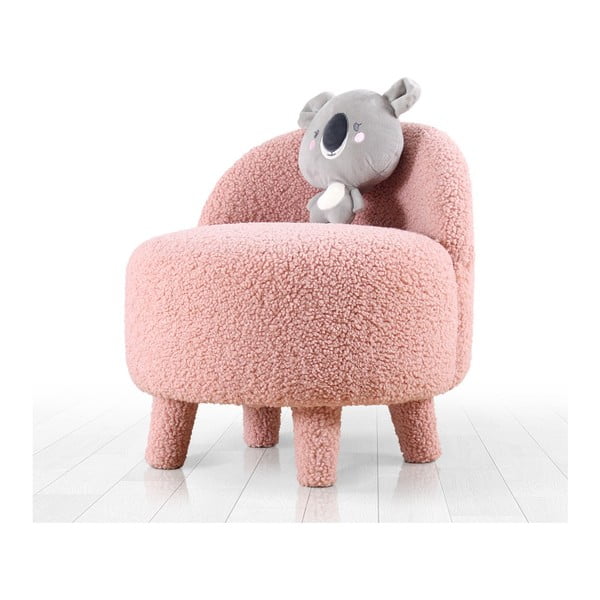 Gaiši rozā bērnu atpūtas krēsls no buklē auduma Moouv – Artie