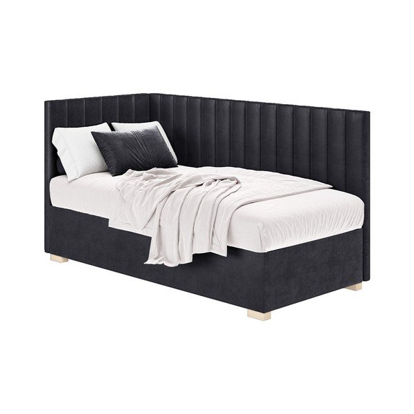 Tumši zila stūra bērnu gulta ar veļas kasti ar matraci 90x200 cm Snugi – Ghado-image-3