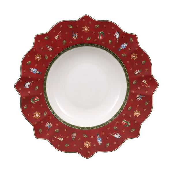 Sarkans dziļš porcelāna šķīvis ar Ziemassvētku motīvu Villeroy & Boch, ø 26 cm