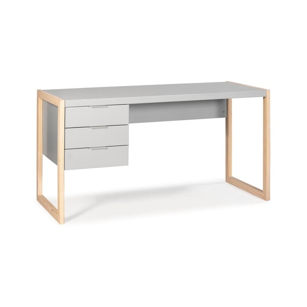 Pelēks rakstāmgalds ar priedes koka kājām Marckeric Frank-image-2