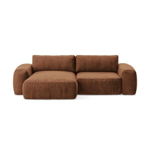 Terakotas oranžs salokāms stūra dīvāns no šenila auduma (ar kreiso stūri/ar zvilni) Kuki – Makamii