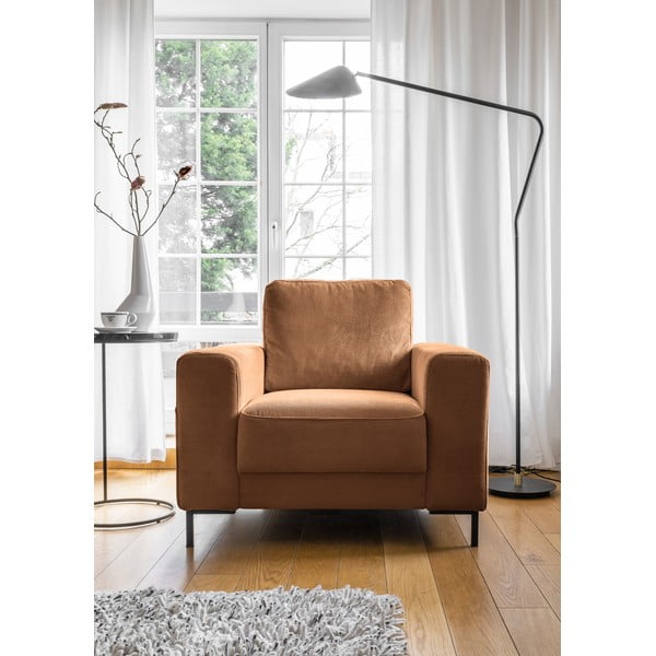 Oranžs/brūns velveta atpūtas krēsls Lofty Lilly – Miuform-image-1