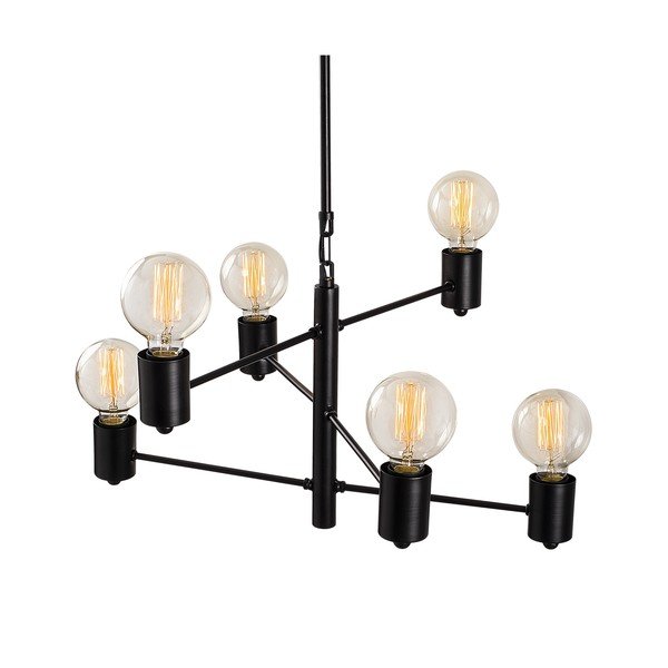 Melna griestu lampa ar 6 spuldzēm Opviq lights Hexa Long-image-3