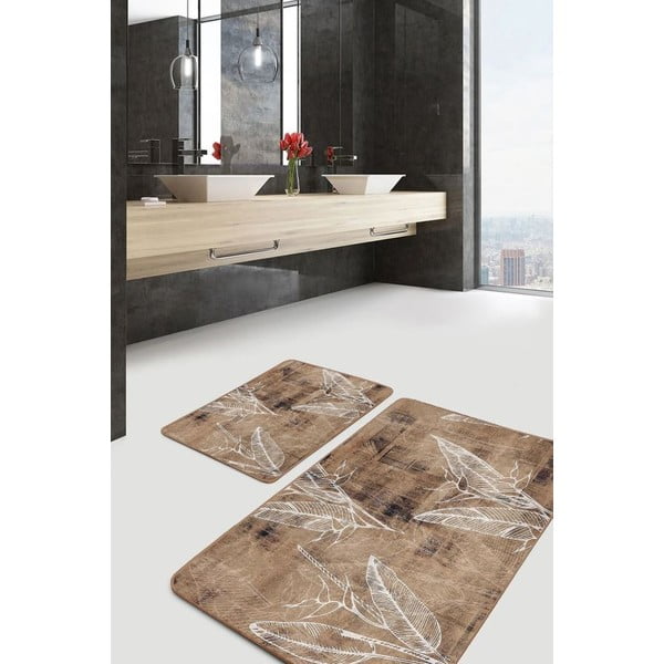 Brūni samta vannas istabas paklājiņi (2 gab.) 60x100 cm – Mila Home-image-4