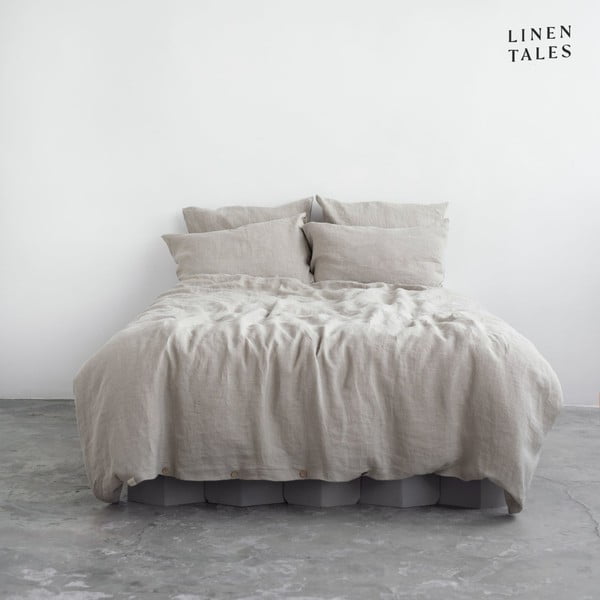 Krēmkrāsas lina gultas veļa divvietīgai gultai 200x220 cm – Linen Tales