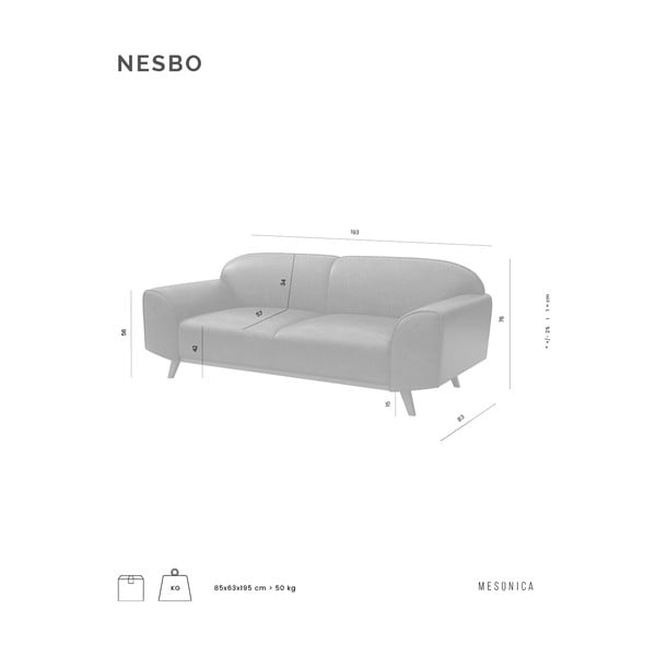 Tumši pelēks ādas dīvāns 193 cm Nesbo – MESONICA-image-3