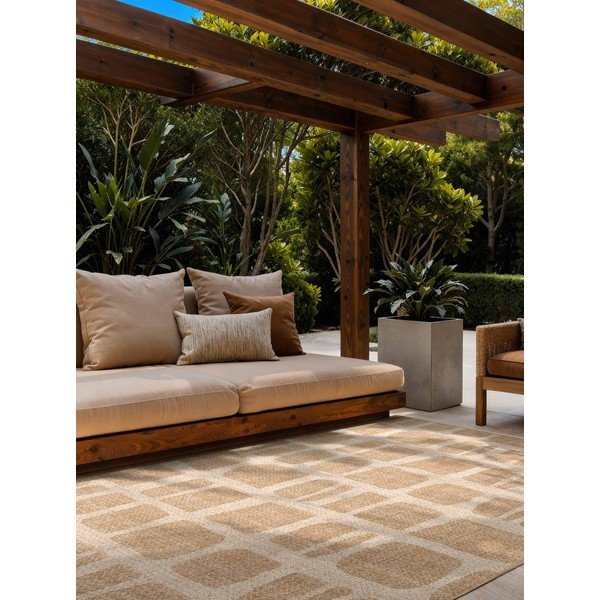 Krēmkrāsas/dabīga toņa iekštelpu un āra paklājs 160x230 cm Haringey Ruskin – Ted Baker-image-1