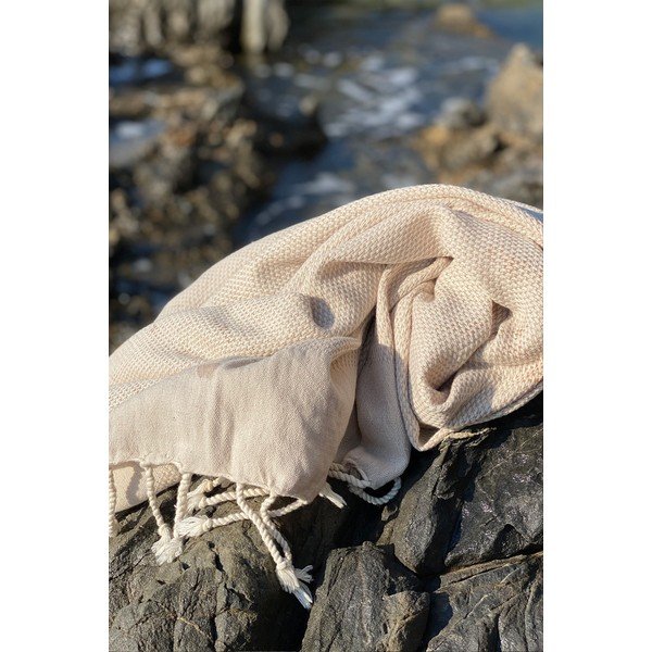 Bēšs kokvilnas pludmales dvielis 90x175 cm Retro – Foutastic-image-1