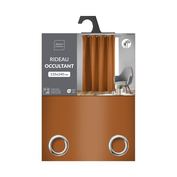 Terakotas oranžs gaismu necaurlaidīgs aizkars 135x240 cm Occult – douceur d'intérieur-image-3