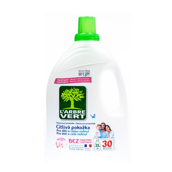 Videi draudzīga mazgāšanas želeja jutīgai ādai, L´Arbre Vert Sensitive, 2 l (30 mazgāšanas reizes)