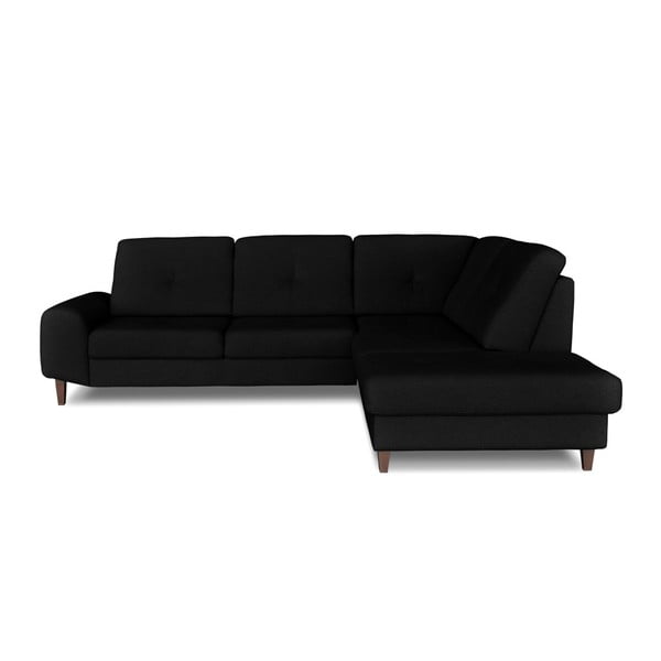 Melna stūra dīvāns-guļamā gulta Windsor & Co. Dīvāni Beta, labais stūris