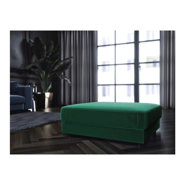 Tumši zaļš samta kāju soliņš Devichy Laure, 112 x 112 cm-image-3