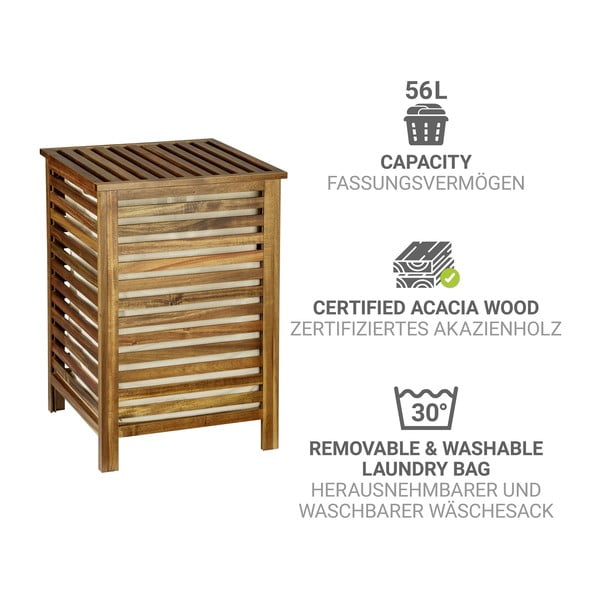 Tumša dabīga toņa koka veļas grozs 56 l Fondi – Wenko-image-3