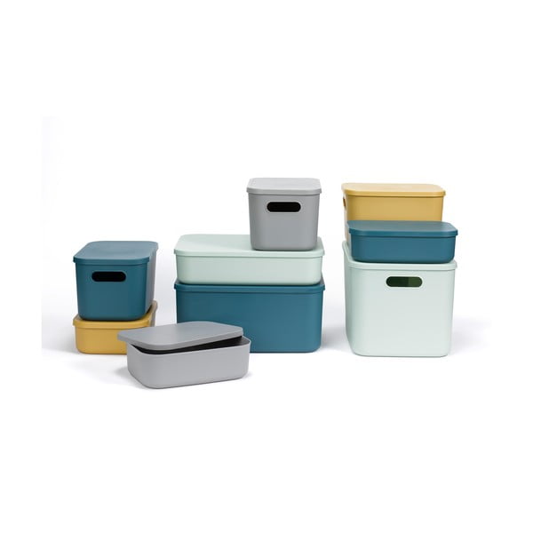 Gaiši zaļa plastmasas uzglabāšanas kaste ar vāku 35,5x25,5x16 cm – Homéa-image-4