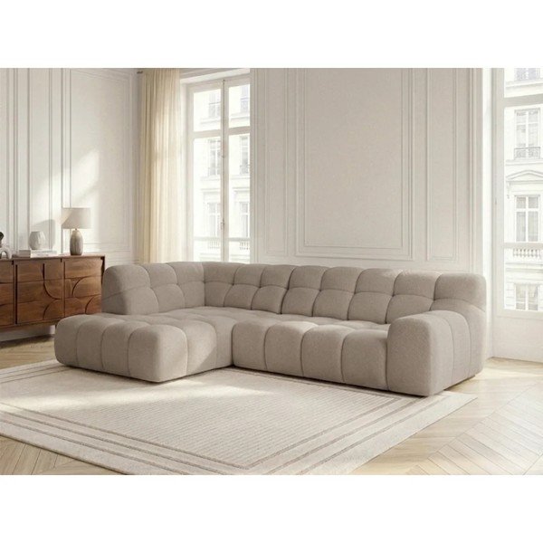Bēšs salokāms/su elektriniu sėdynės reguliavimu stūra dīvāns (ar kreiso stūri/L veida) Andre – Bobochic Paris-image-3