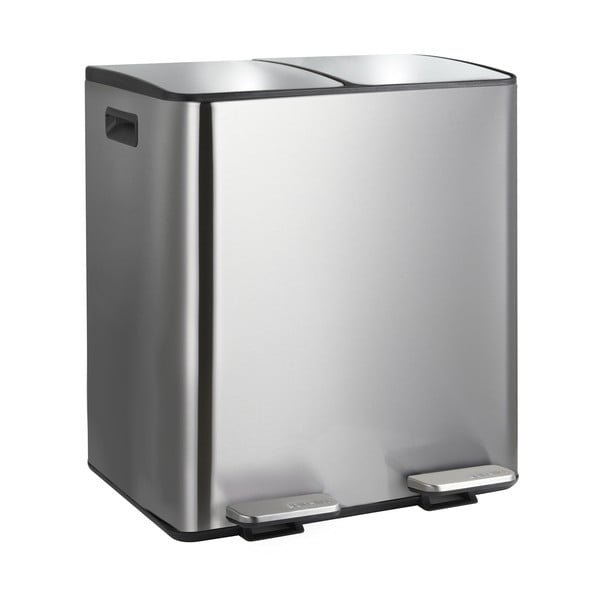 Matētas sudraba krāsas atkritumu šķirošanas tērauda atkritumu tvertne ar pedāli 2x20 l   Aliya – Spirella