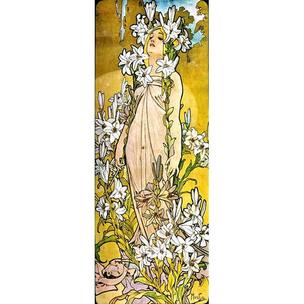 Gleznas reprodukcija Alfons Mucha – The Flowers Lily, 30 x 80 cm