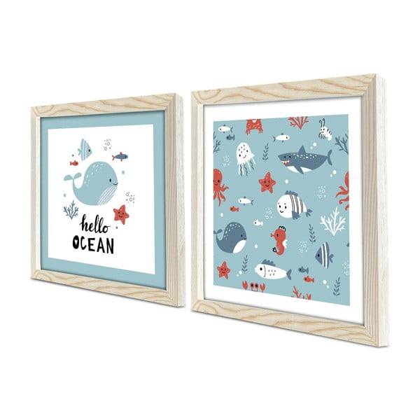 Bērnu bildes (2 gab.) 33x33 cm Hello Ocean – Wallity-image-2