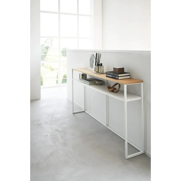 Balts/gaiši brūns konsoles galds ar oškoka imitāciju 20,5x126 cm Tower – YAMAZAKI-image-3