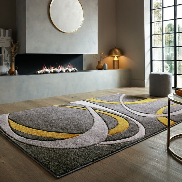 Okera dzeltens/pelēks paklājs 160x230 cm Elude Orb – Flair Rugs-image-1