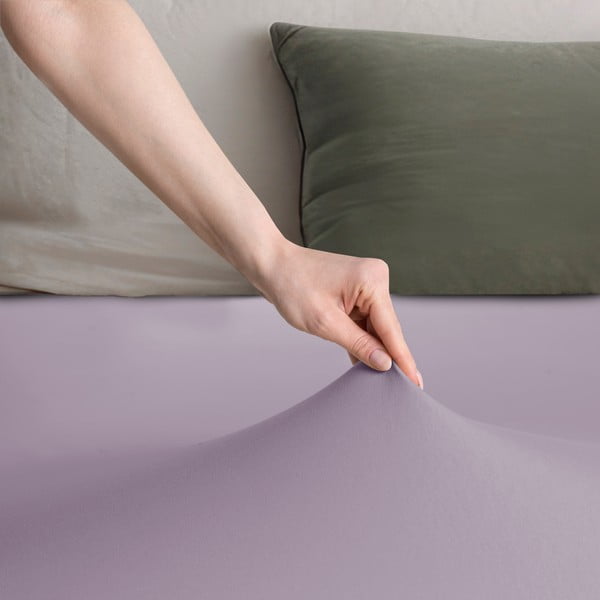 Gaiši violets trikotāžas palags ar gumiju 200x200 cm Amber – Restilo-image-2