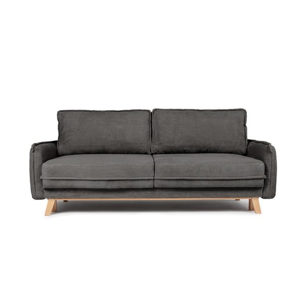 Pelēks velveta izvelkams dīvāns 218 cm Tori – Bonami Selection