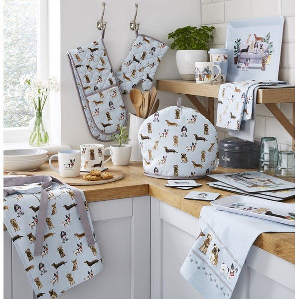 Virtuves dvieļu un cimda komplekts (4 gab.) Curious Dogs – Cooksmart ®-image-2