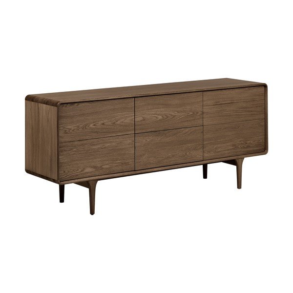 Tumši brūna kumode ar ozolkoka imitāciju 180x75x45 cm Darwin – House Nordic