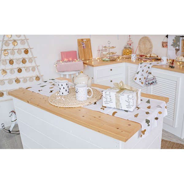 Ziemassvētku kokvilnas galda celiņš 140x40 cm Ready for Christmas – Butter Kings-image-1